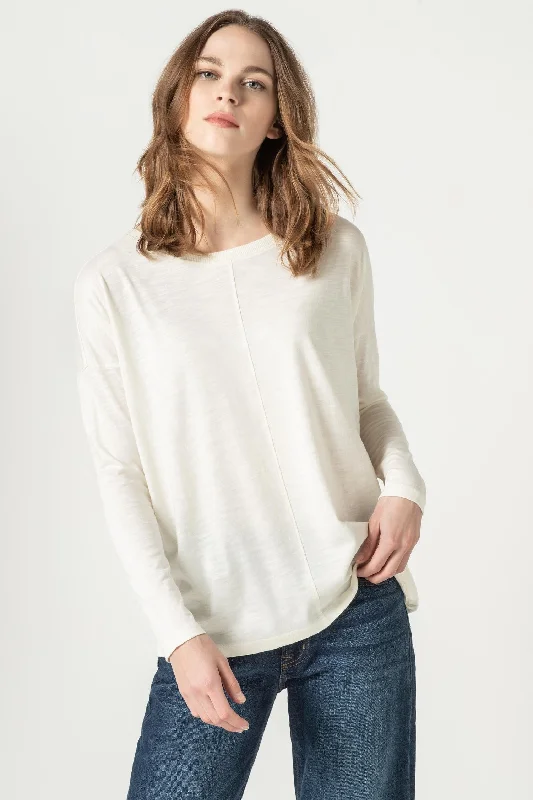 Lilla P - Oversized Boxy V-Neck- Gardenia