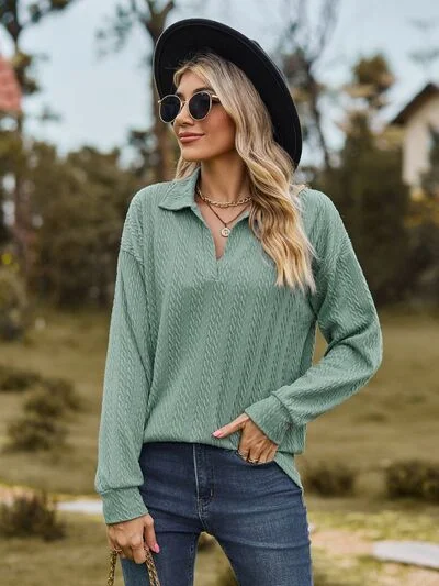 Johnny Collar Long Sleeve Top