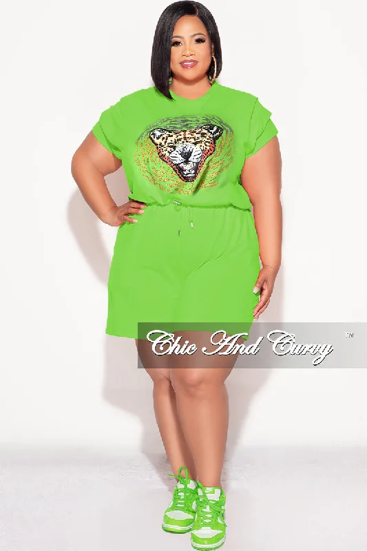 Final Sale Plus Size 2pc Bling Rhinestone Graphic Top and Short Set Set In Green