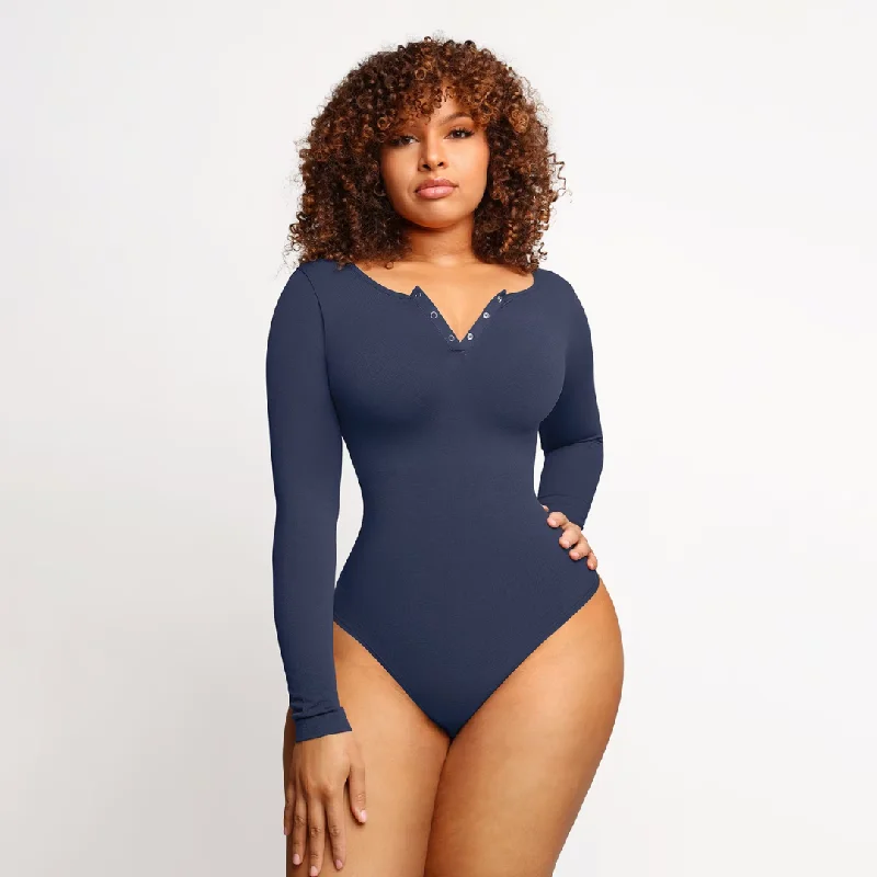 Full Coverage Bodysuit Outer Long Sleeve Thong