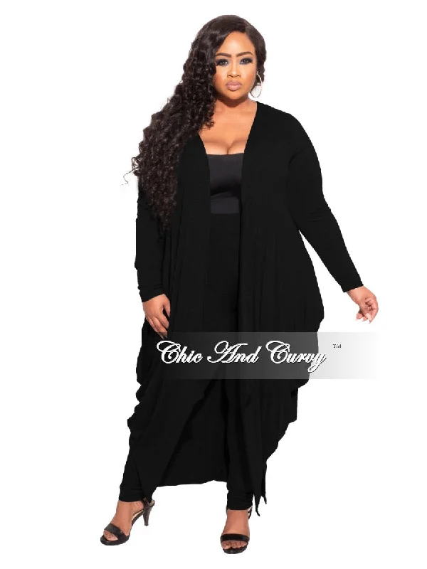 *Final Sale Plus Size 2-pc Set Duster and Leggings in Black