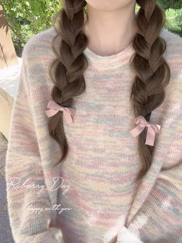 Pastel Rainbow Soft Pastel Knitting Oversized Sweater