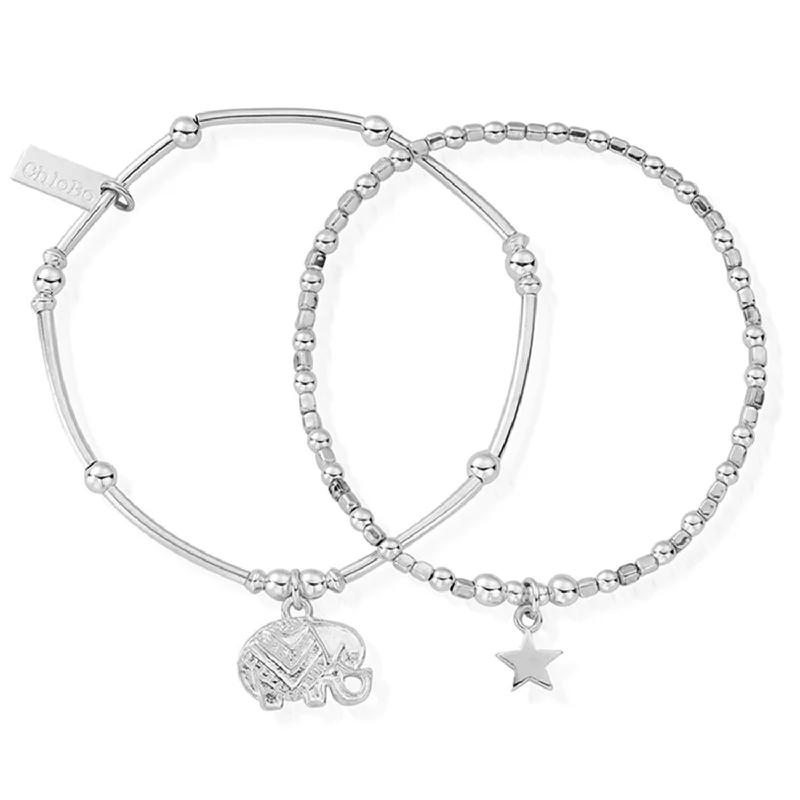 ChloBo Lucky Set of 2 Bracelet, Silver