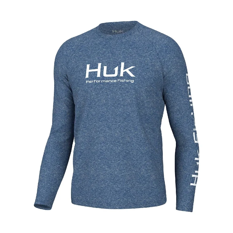 Huk Men's Pursuit Heather Long Sleeve Top - Set Sail Heather