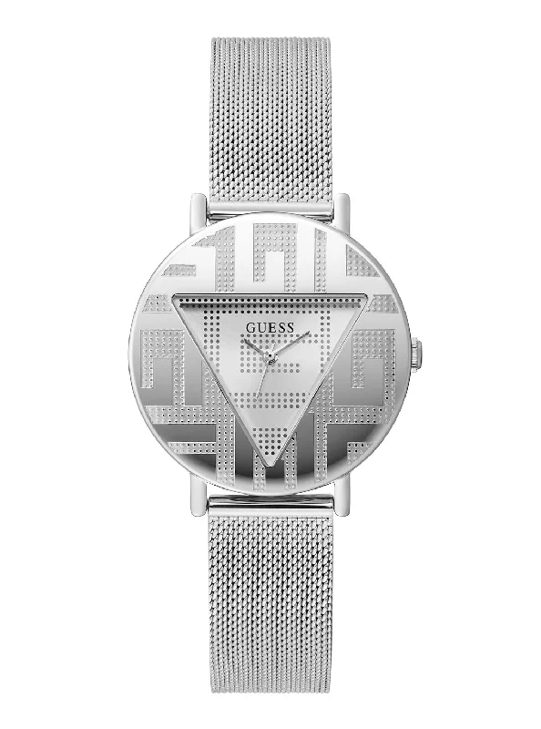 Silver Iconic Logo Mesh Watch