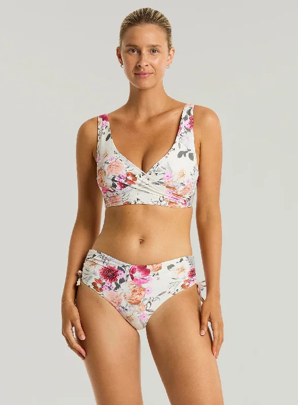 Sea Level: Belle Cross Front Multifit Bikini Top Coconut Print