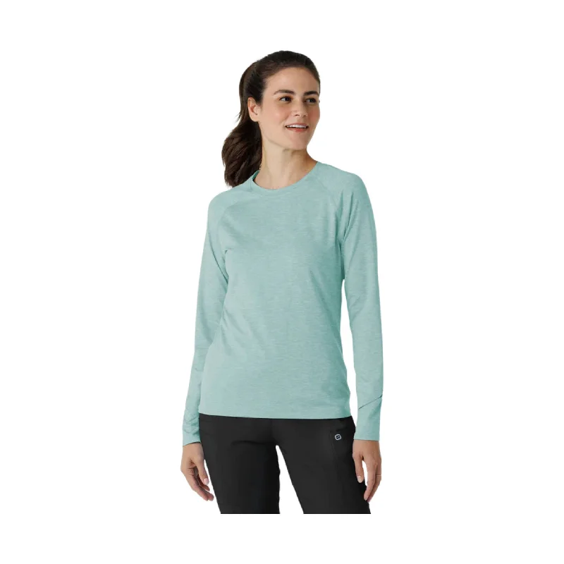 Wonder Wink Women's Watch Window Long Sleeve Underscrub Top - Sky Blue Heather