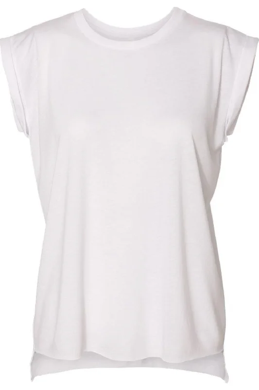 BELLA + CANVAS Womens Flowy Rolled Cuffs Muscle Tee