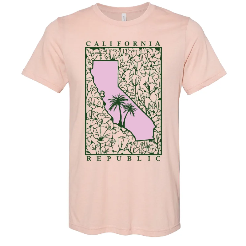 California Pink Poppies Asst Colors Sueded Tee