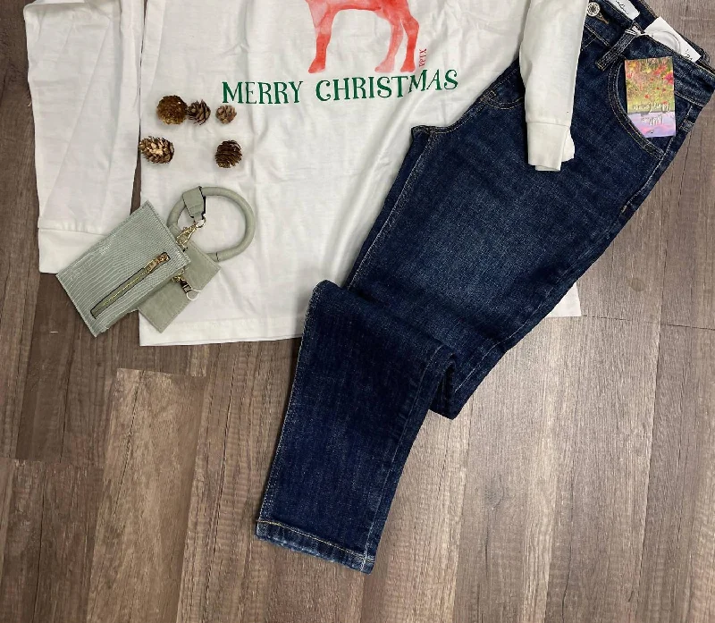 Watercolor Reindeer Tee In White