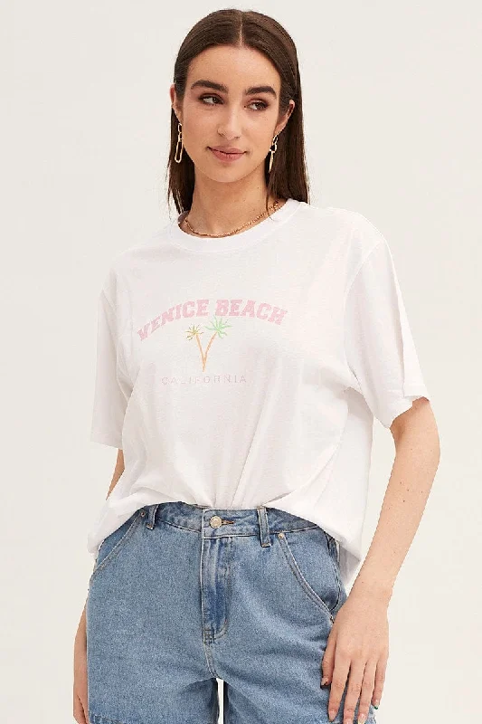 White Embroidered Tee