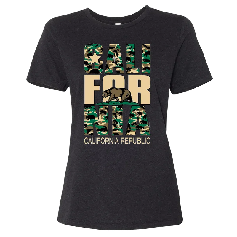 California State Flag Camo Women's Relaxed Jersey Tee