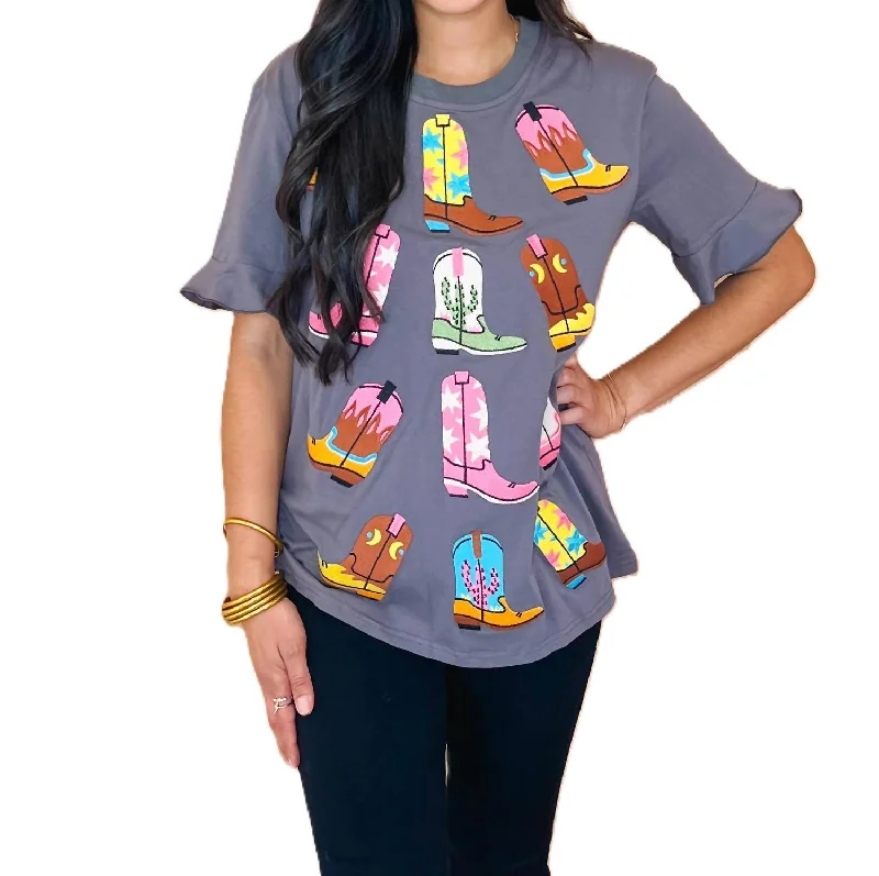 Carrie's Boot Tee In Gray