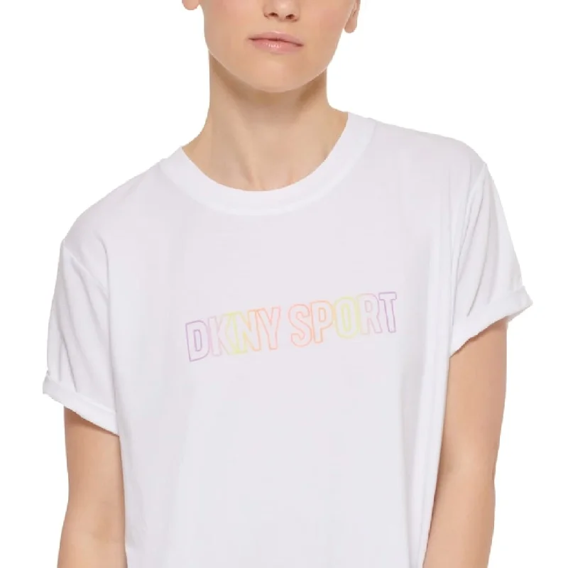 Dkny Women's Ombre Logo Tee White Size X-Large