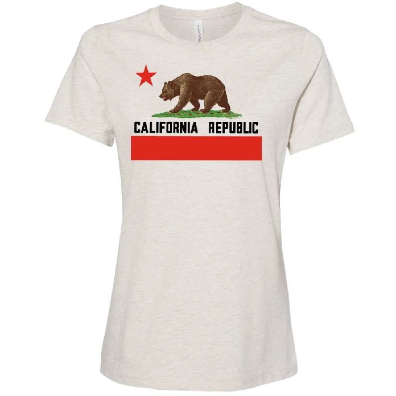 Don Pimentel California Republic Bear Flag Black Text Women's Relaxed Jersey Tee