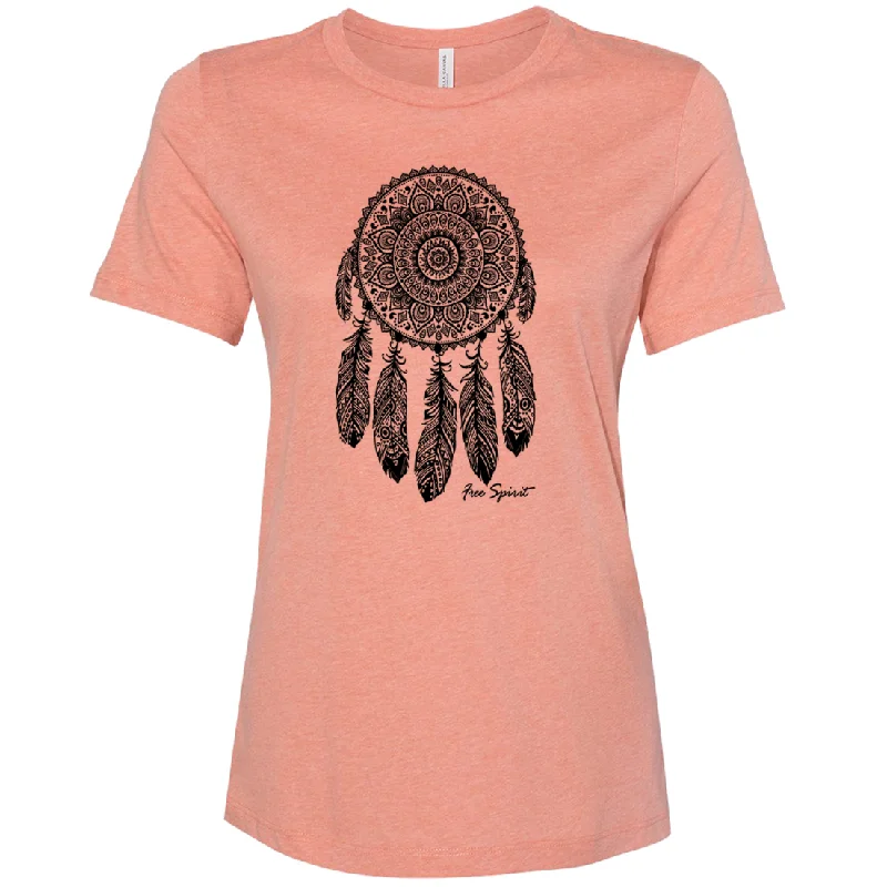 Native American Dreamcatcher Free Spirit Black Women's Relaxed Jersey Tee