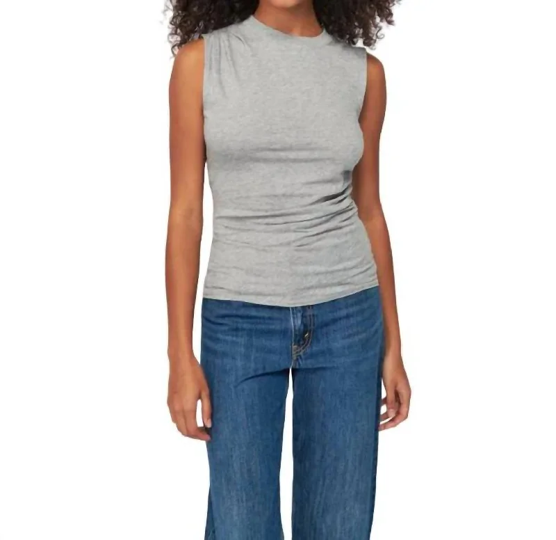 Paz Draped Muscle Tee Top In Heather Grey